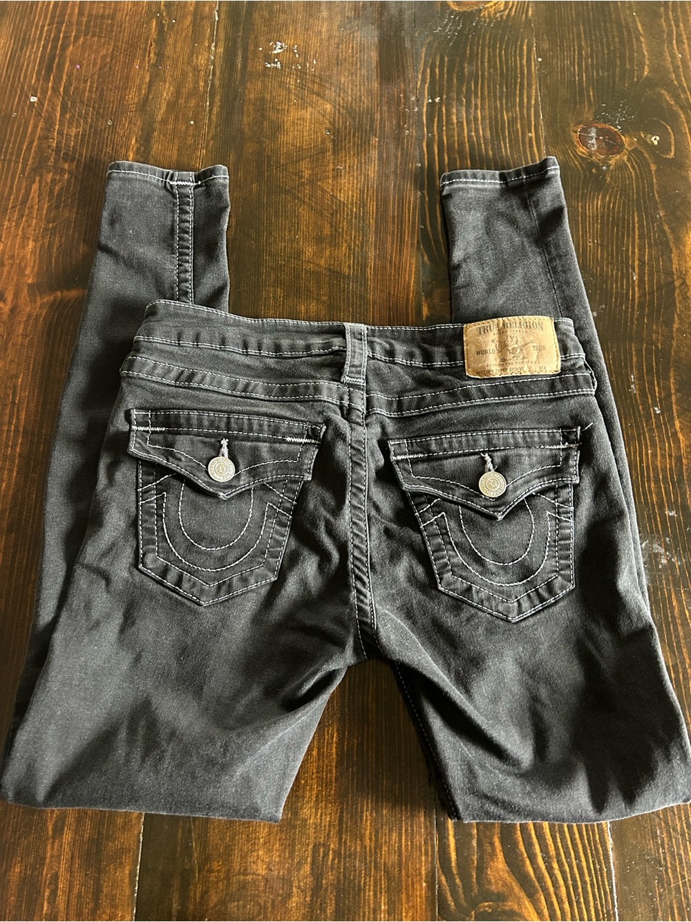 True Religion Section Super Skinny Jeans 27 Black Flap Pocket Stretch